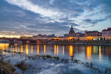 Gorzow Wielkopolski boulevard seen across Warta river. Poland