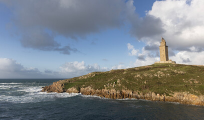 Torre de H&eacute;rcules en la ciudad de La Coru&ntilde;a, en Galicia (Espa&ntilde;a)