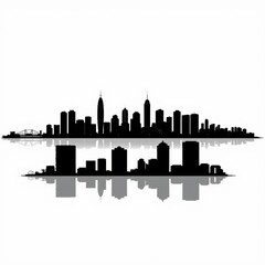 Obraz premium Abstract skyline wallpaper black and white shapes with cyan color accents and dramatic contrasts background skyline silhouette 