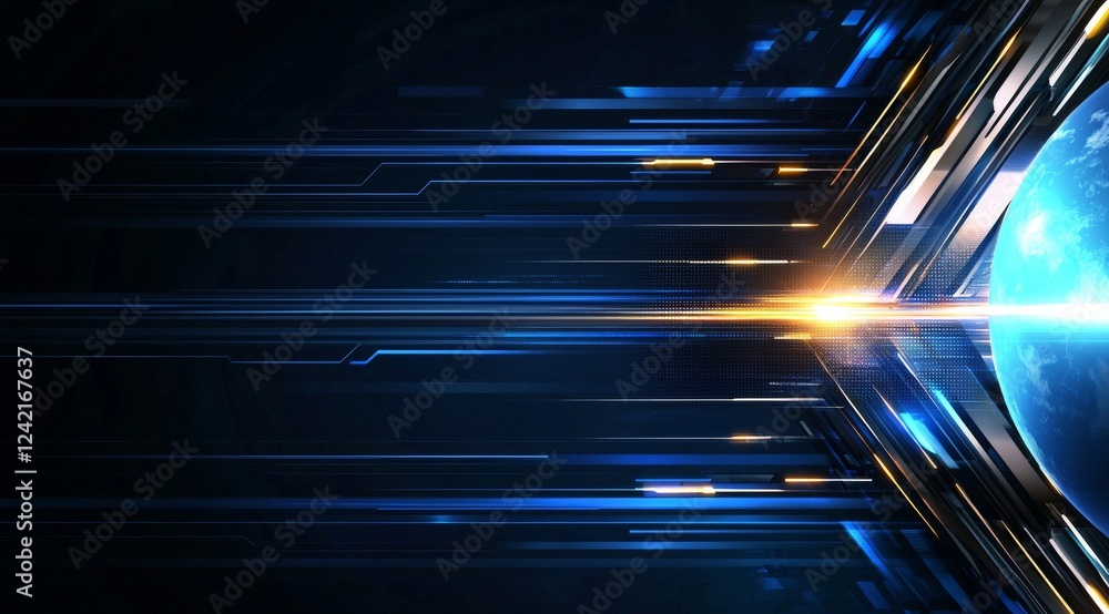 Poster dynamic motion blur effects digital space graphic design futuristic environment abstract viewpoint