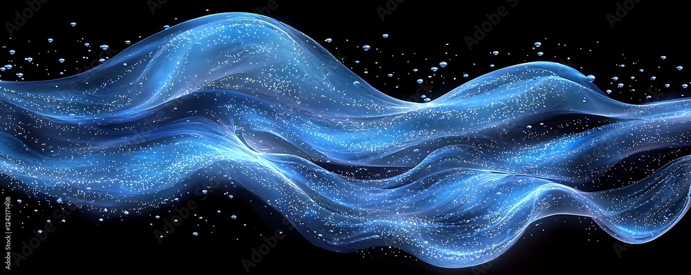 Aufkleber a gentle swirl of blue water with tiny bubbles forming as it flows in wave-like patterns, isolated o
