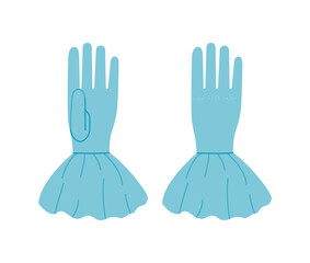 Gloves With Ruffled Cuff Wrist Above length aqua cartoon Fashion hand accessory clothing technical illustration garment. Vector for Men, women, unisex style flat template mockup sketch outline