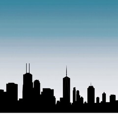 Fototapeta premium Stunning views of the city skyline in the distance the silhouette contrasts with the colorful sunset skyline silhouette 