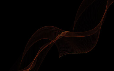 Dark abstract background with a glowing abstract waves