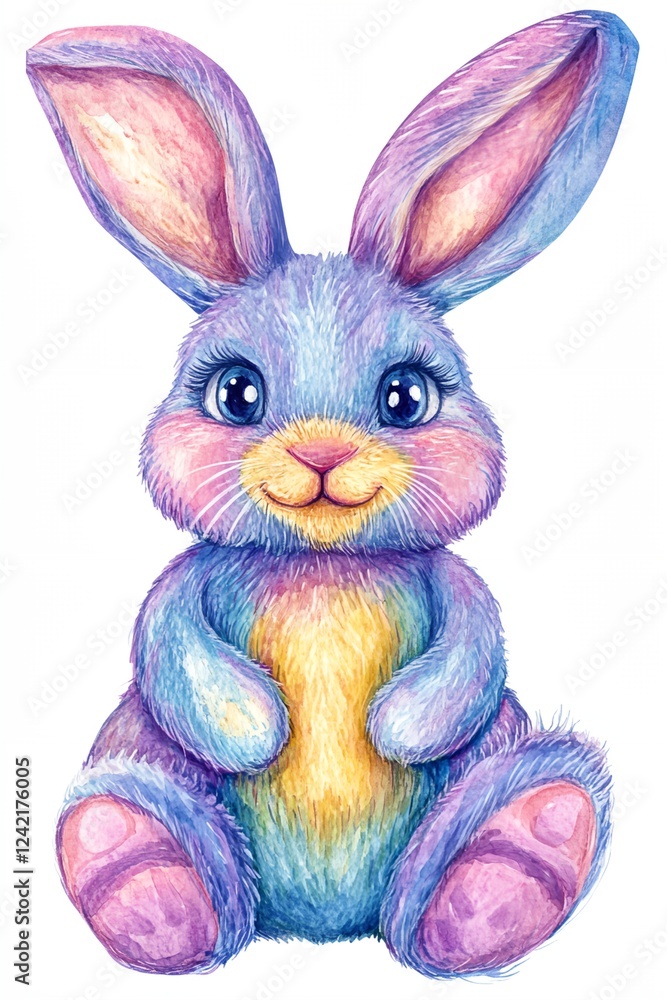Poster the rabbit has a happy expression on its face, and its fur is fluffy and soft