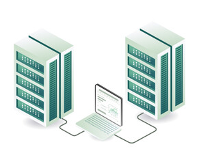 Cloud server technology network management concept illustration