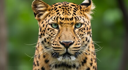 Naklejka premium Amur Leopard Close Up Portrait Showing Striking Features