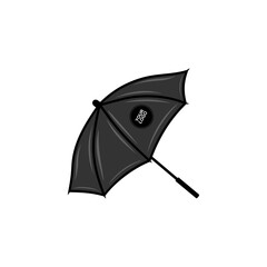 black umbrella mockup side view lying down vector illustration