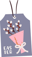 Easter Tag With Flowers Bouquet