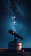 Celestial Observation: A Telescope Under the Milky Way