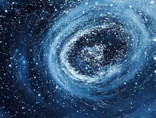 Fototapeta premium Whirling Cosmic Vortex of Blue and White particles in the dark sky