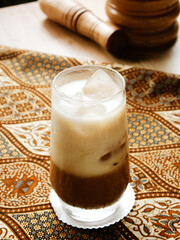 Ice coffee latte in glass