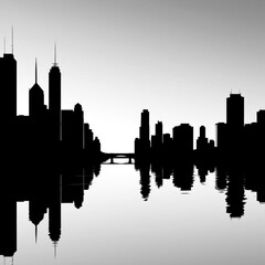 Obraz premium Sunset cityscape skyline silhouette 