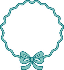 Vintage Ribbon Circle Frame With Bow