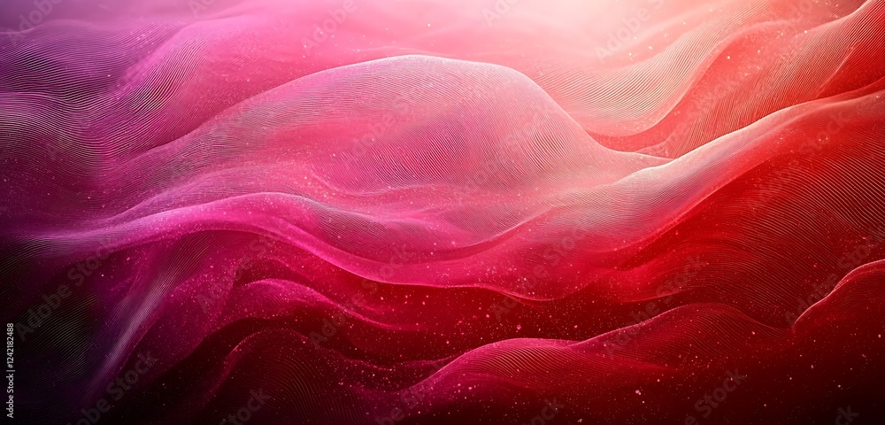 Poster a grainy texture background with a blurred gradient in red and pink, featuring dynamic wave textures