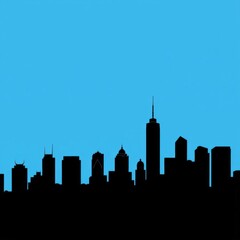 Obraz premium Colorful buildings with city skyline silhouette skyline silhouette 