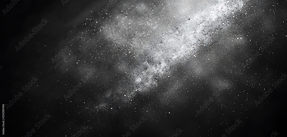 Poster a gray grainy gradient background in black and white monochrome, featuring an abstract noise texture
