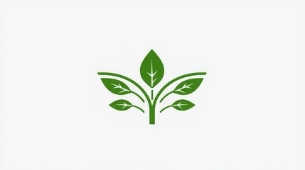 A simple green plant logo featuring leaves, symbolizing nature, growth, and sustainability against a white background.