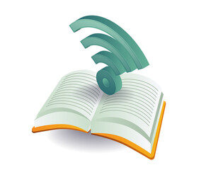 Book with wifi signal concept illustration