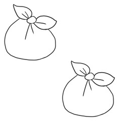 シンプルな風呂敷包みのモノクロ線画イラスト1_simple wrapping cloth