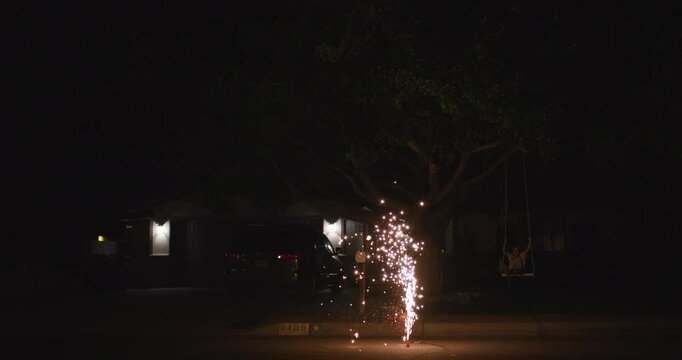 4th of July Firework Fountain with Kid Slow Motion