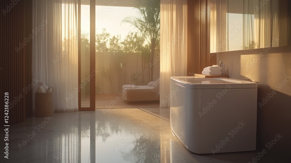 Aufkleber a fully automatic washing machine with a load-sensing feature, adjusting water levels intelligently.