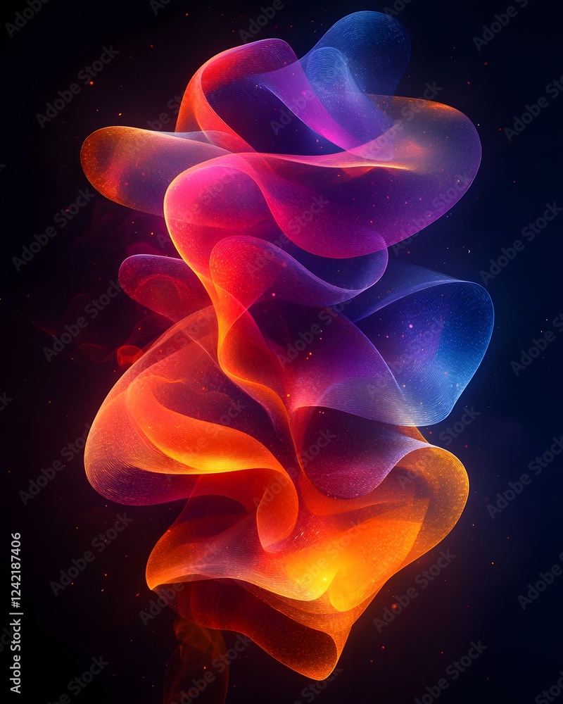 Aufkleber a dynamic composition with transparent shapes and vibrant gradients evokes movement and energy, crea