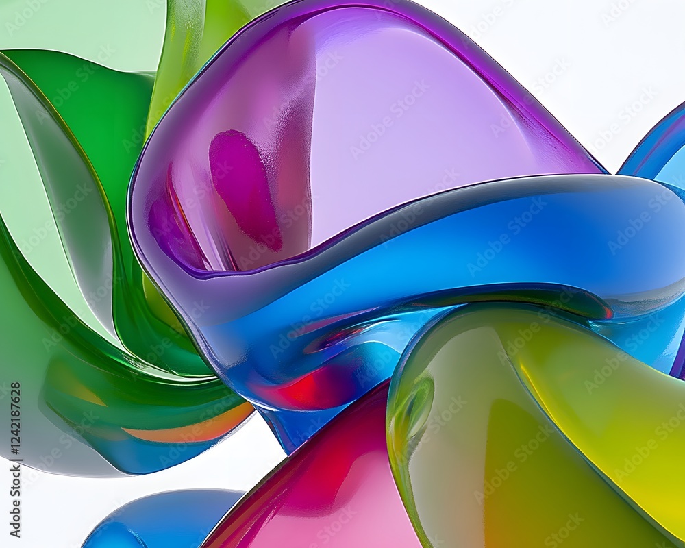 Poster a dynamic composition with transparent shapes and vibrant gradients evokes movement and energy, crea