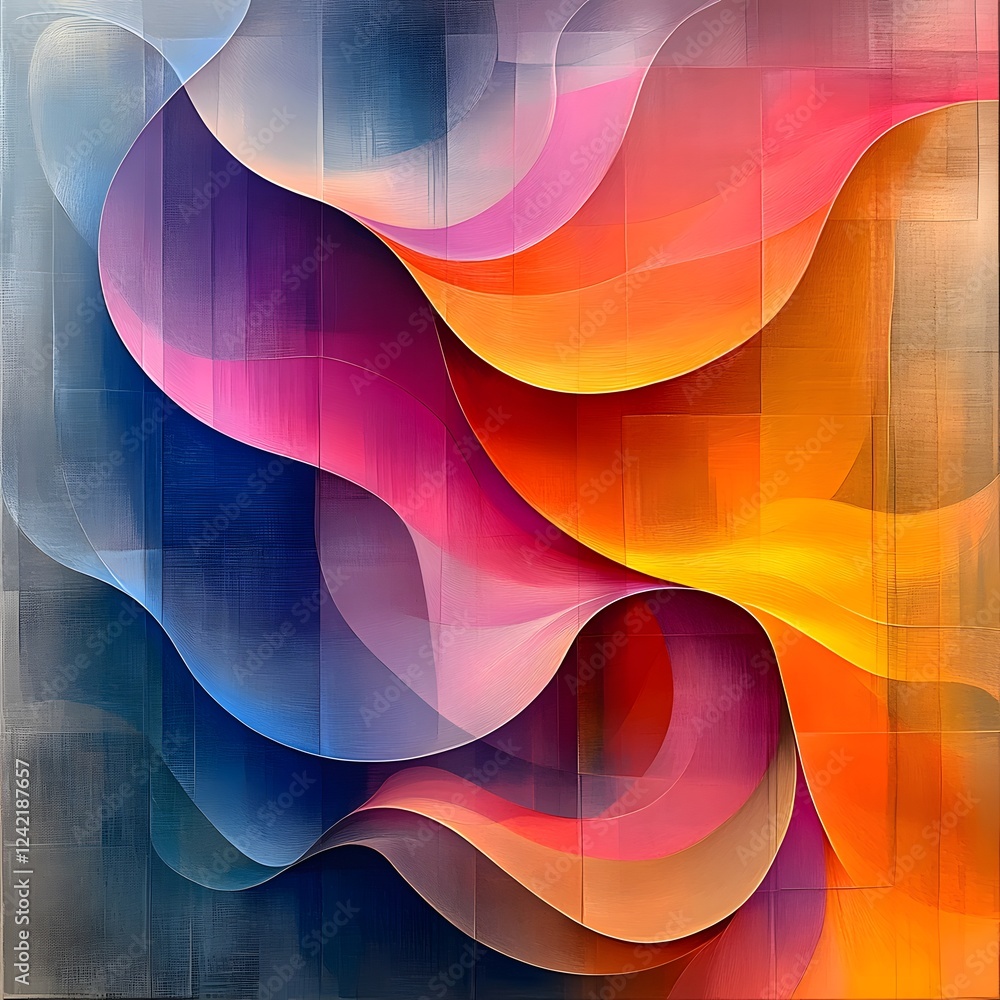 Aufkleber a dynamic composition with transparent shapes and vibrant gradients evokes movement and energy, crea