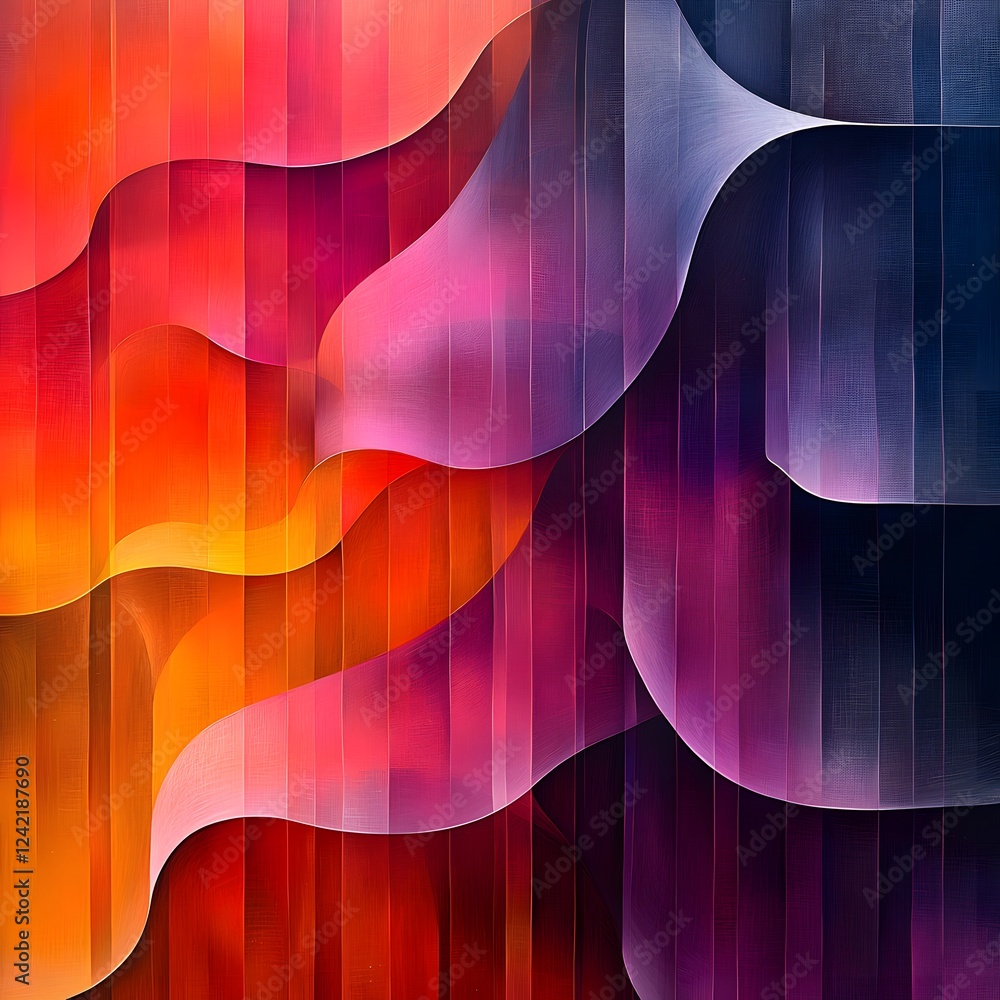Aufkleber a dynamic composition with transparent shapes and vibrant gradients evokes movement and energy, crea