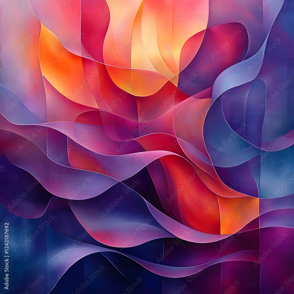 Aufkleber a dynamic composition with transparent shapes and vibrant gradients evokes movement and energy, crea