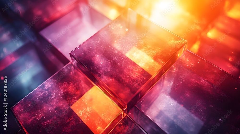 Aufkleber a dynamic composition with transparent shapes and vibrant gradients evokes movement and energy, crea