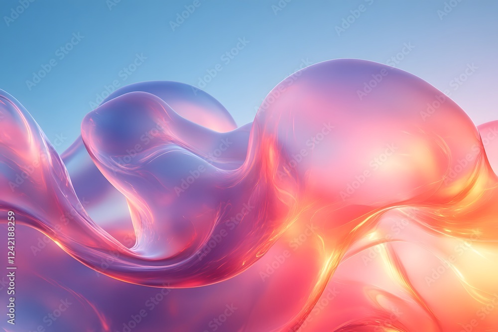 Poster a dynamic composition with transparent shapes and vibrant gradients evokes movement and energy, crea