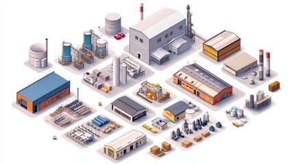 A modern industrial plant with digital tools optimizing workflow and efficiency.