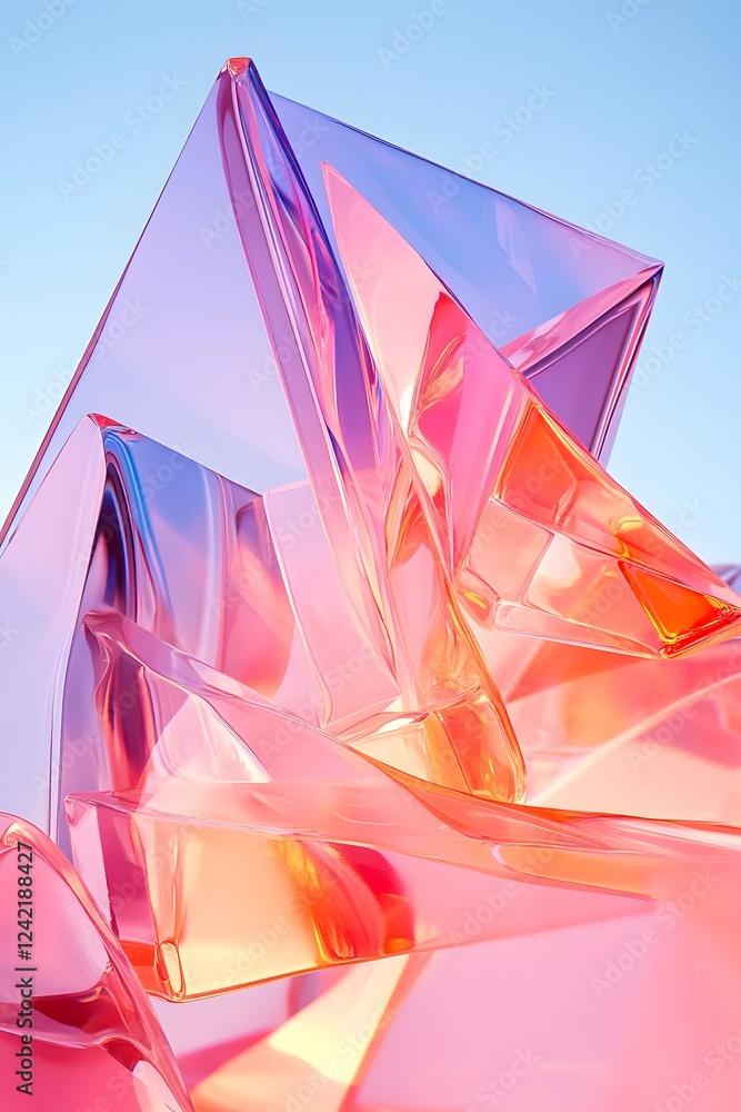 Aufkleber a dynamic composition with transparent shapes and vibrant gradients evokes movement and energy, crea