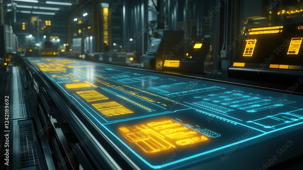 Poster a real-time manufacturing process monitoring screen in a smart factory.