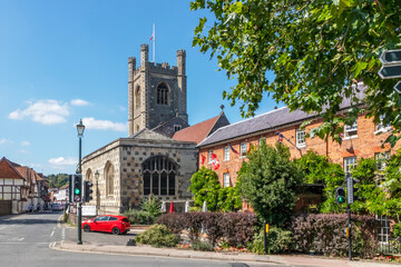 Looking down Hart Street with ST Mary's church on the right, Henley on Thames, Oxfordshire,...