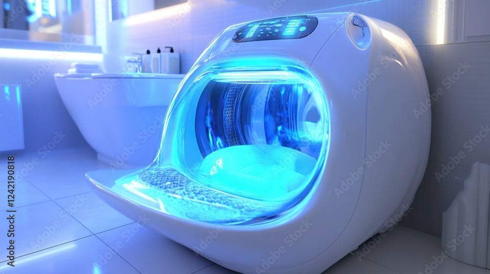 Aufkleber a stylish washing machine with an automatic lint filter system, designed for high-performance washin