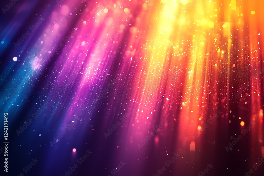 Poster a holographic blur with a color gradient, featuring grain noise texture and neon iridescent colors b