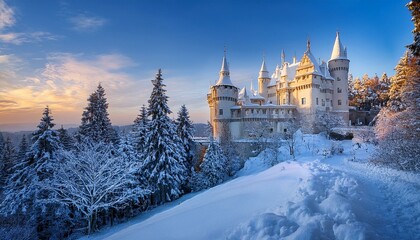 雪に包まれた幻想的な城 | 冬の美しい海外の城