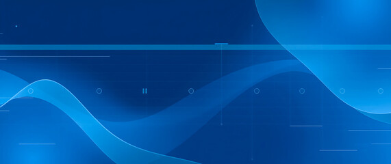 Abstract Blue Wave Background with Dynamic Curves and Geometric Elements for Modern Technology and Digital Design Concept