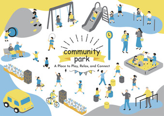 地域の公園で楽しむ人達