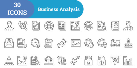 Business Analysis Icon Set, Line Icon Set, Vector Simple Icon Set