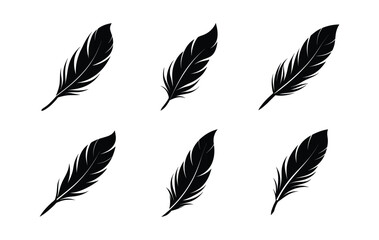 Seamless Pattern of Elegant Black Feather Silhouettes