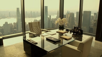 Penthouse Office with Stunning Cityscape View.