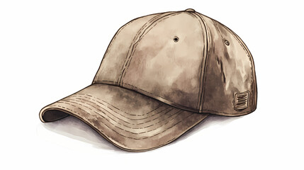 Fototapeta premium Worn baseball cap on a white background. Worn & Weathered Look. Illustration