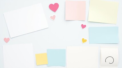 Collection of adorable pastel-colored paper note stickers in a variety of shapes and designs perfect for scrapbooking, journaling, and planning, collection, paper notes, journaling