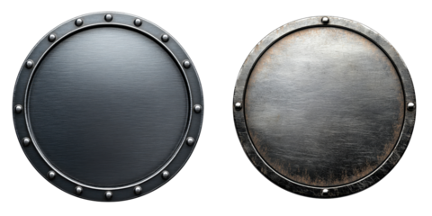 Metallic Shield Design with Classic Round Shape and Rivets