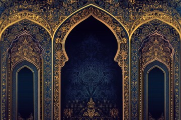 Opulent Islamic Architecture: A Symphony in Gold and Blue