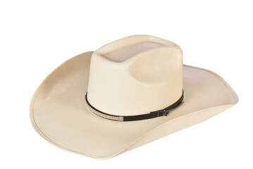 cowboy style hat straw hat with black ribbon isolated on white background, straw hat for women and men head protection